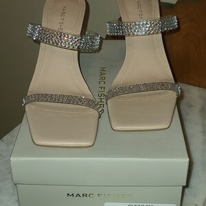 Marc Fisher Nude Crystal Strap Sandal